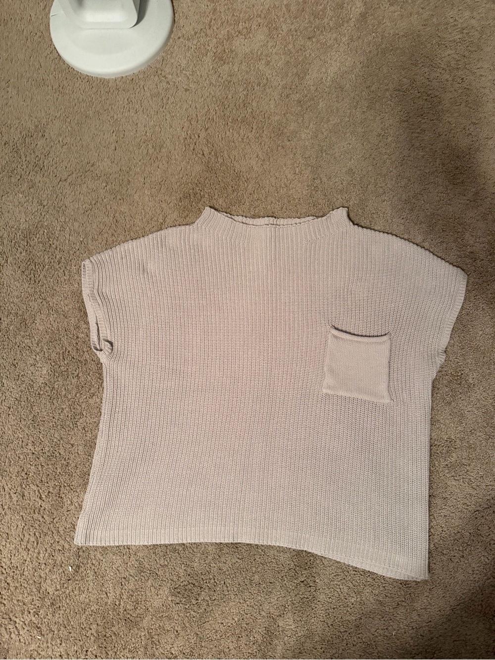 Zenana Outfitters Light Beige Ribbed Knit Boxy Pullover